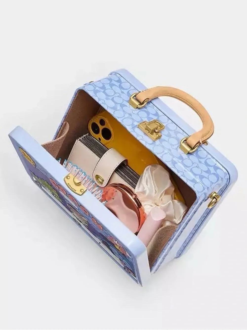Coach X Brain Dead Souvenir Box Bag B4/Purple Multi Tin & Vachetta Leather NWT